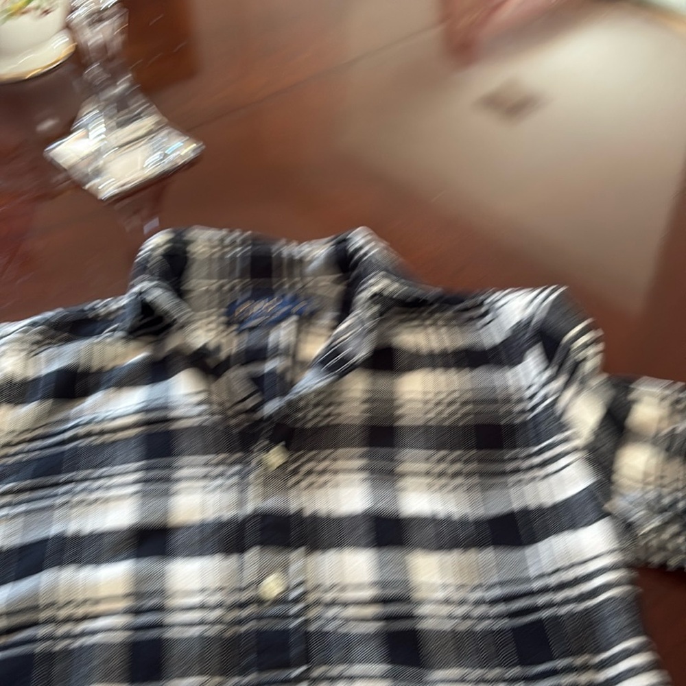 Black and white plaid flannel shirt